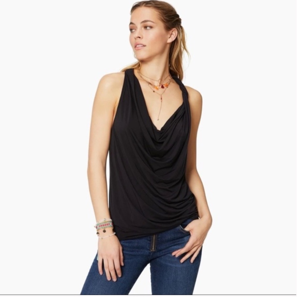 Ramy Brook Bryce Cowl Neck Black Top NWT